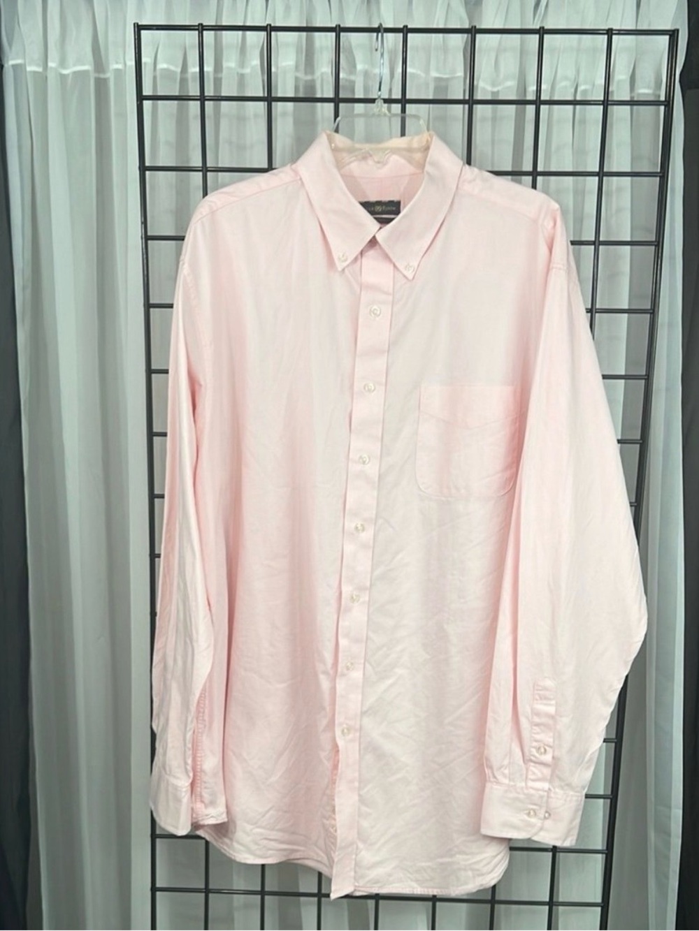 Macy’s Clubroom pinpoint Men's Classic Button-Down Shirt in powder Pink.